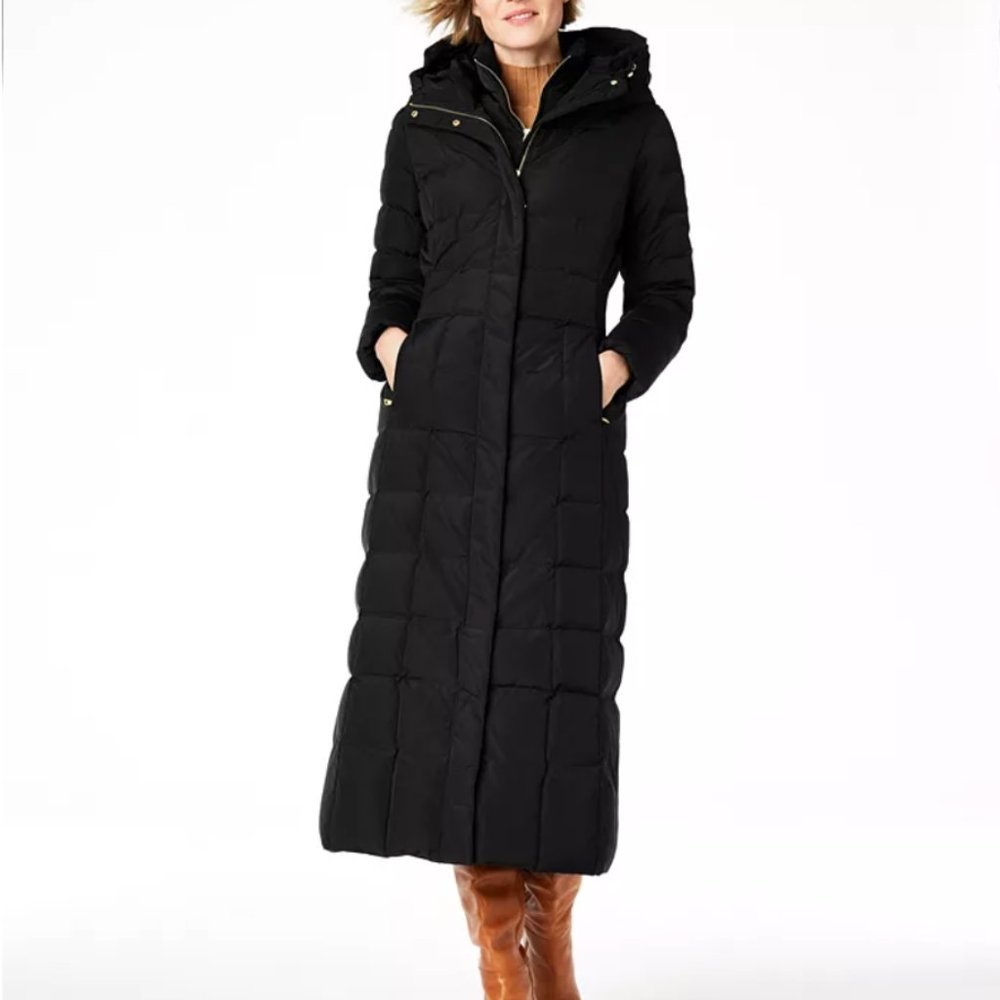 NEW Cole Haan Long Down Maxi Puffer Coat Black MED